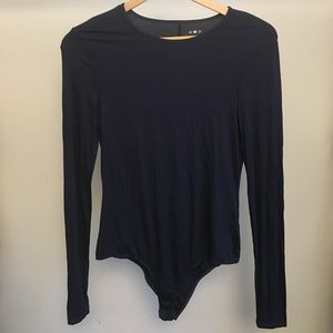 NEW Three Dots navy blue body suit long sleeves